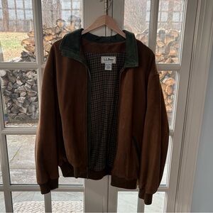 Vintage L.L. Bean Brown Leather Jacket Wool Lined
